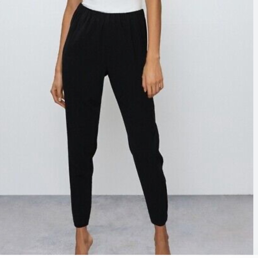 Women’s Pant Pockets Black Glitters Metallic High waist Disco Stretch Cuffed Sz